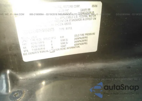 2006 Saturn Vue 4 Cyl from USA, damaged, VIN 5GZCZ33D76S892875